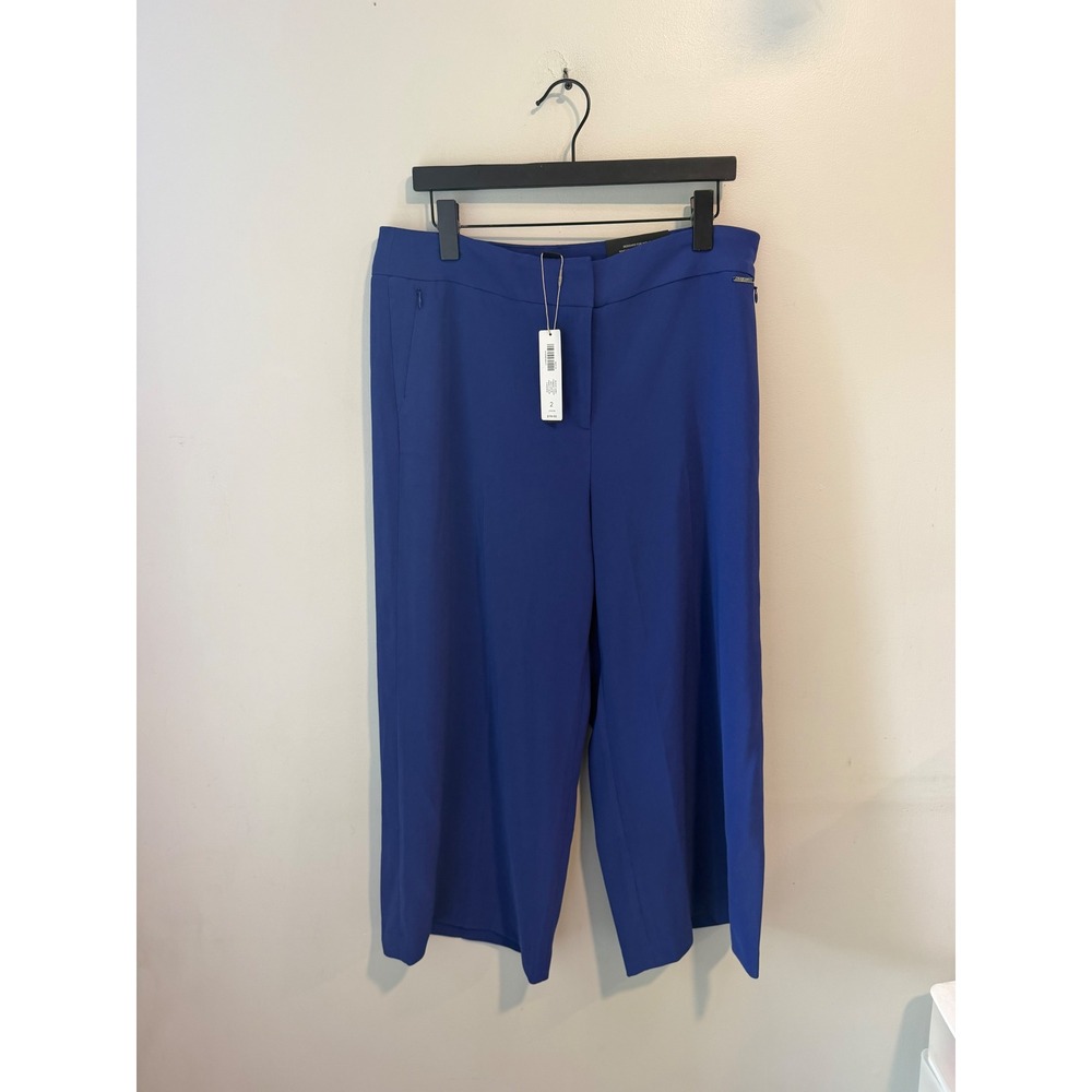 Chicos Black Label Cropped Trouser Pants Dignity‎ Blue Wide Leg Size 2 NEW